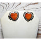 Navajo Orange Spiny Heart Stud Earrings Sterling Silver