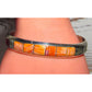 Navajo Orange Spiny Inlay Stacker Cuff Bracelet Sterling Native American Signed Native American