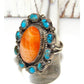 Navajo Orange Spiny Kingman Turquoise Cluster Ring Sz 9. 5 