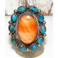 Navajo Orange Spiny Kingman Turquoise Cluster Ring Sz 9. 5 