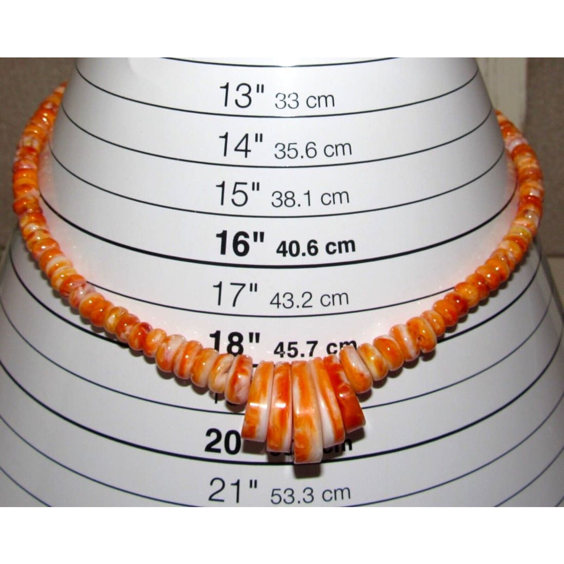 Navajo Orange Spiny Oyster Heishi Necklace Rolled Beads 