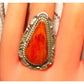 Navajo Orange Spiny Ring Size 8.5 Sterling Silver Native 