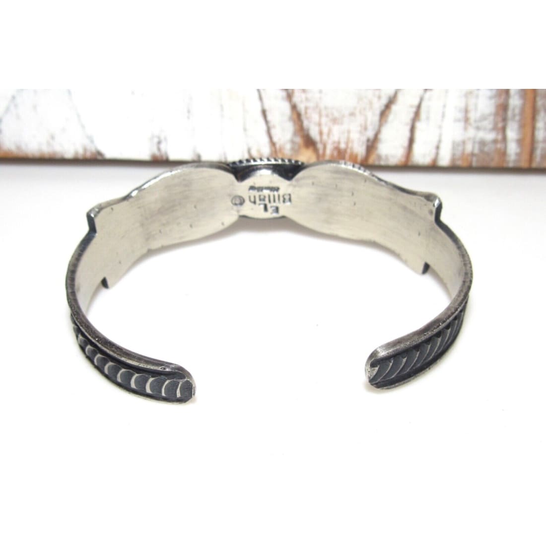 Navajo Orange Spiny Stacker Cuff Bracelet Sand Cast Sterling