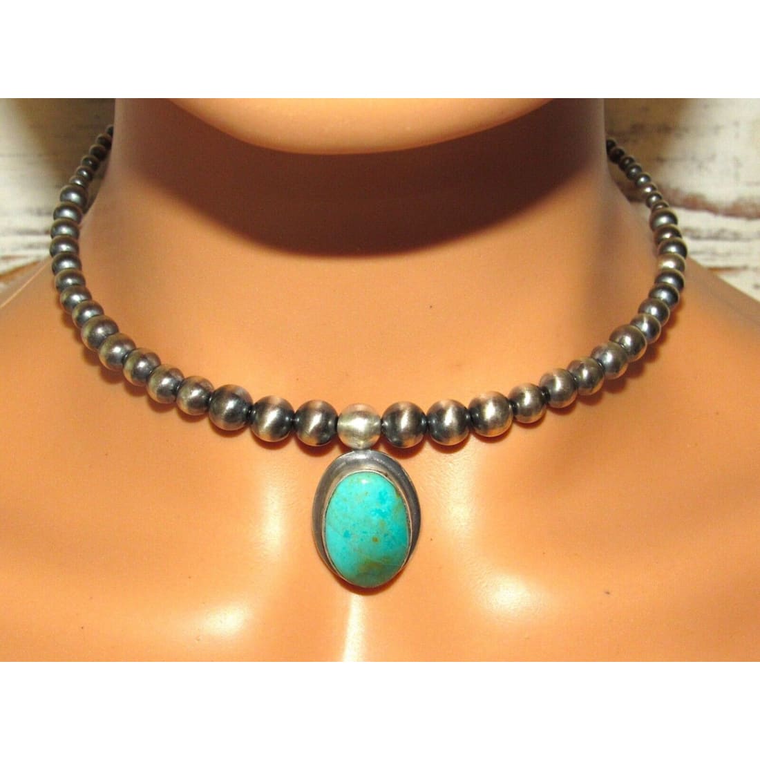 Navajo Pearls Adjustable Choker Necklace Sterling Silver