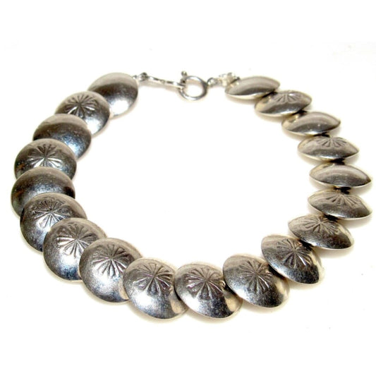 Navajo Pearls Bracelet Sterling Silver Pillow Beads Hand 