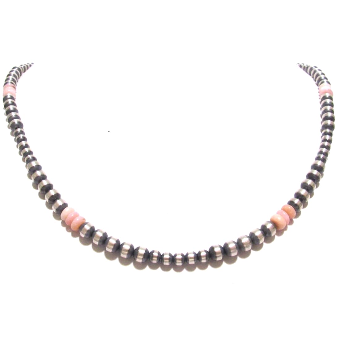 Navajo Pearls Choker Necklace Sterling Silver Pink Shell 18 