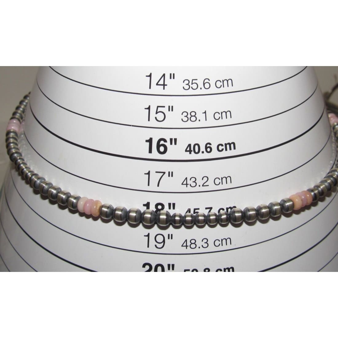 Navajo Pearls Choker Necklace Sterling Silver Pink Shell 18 