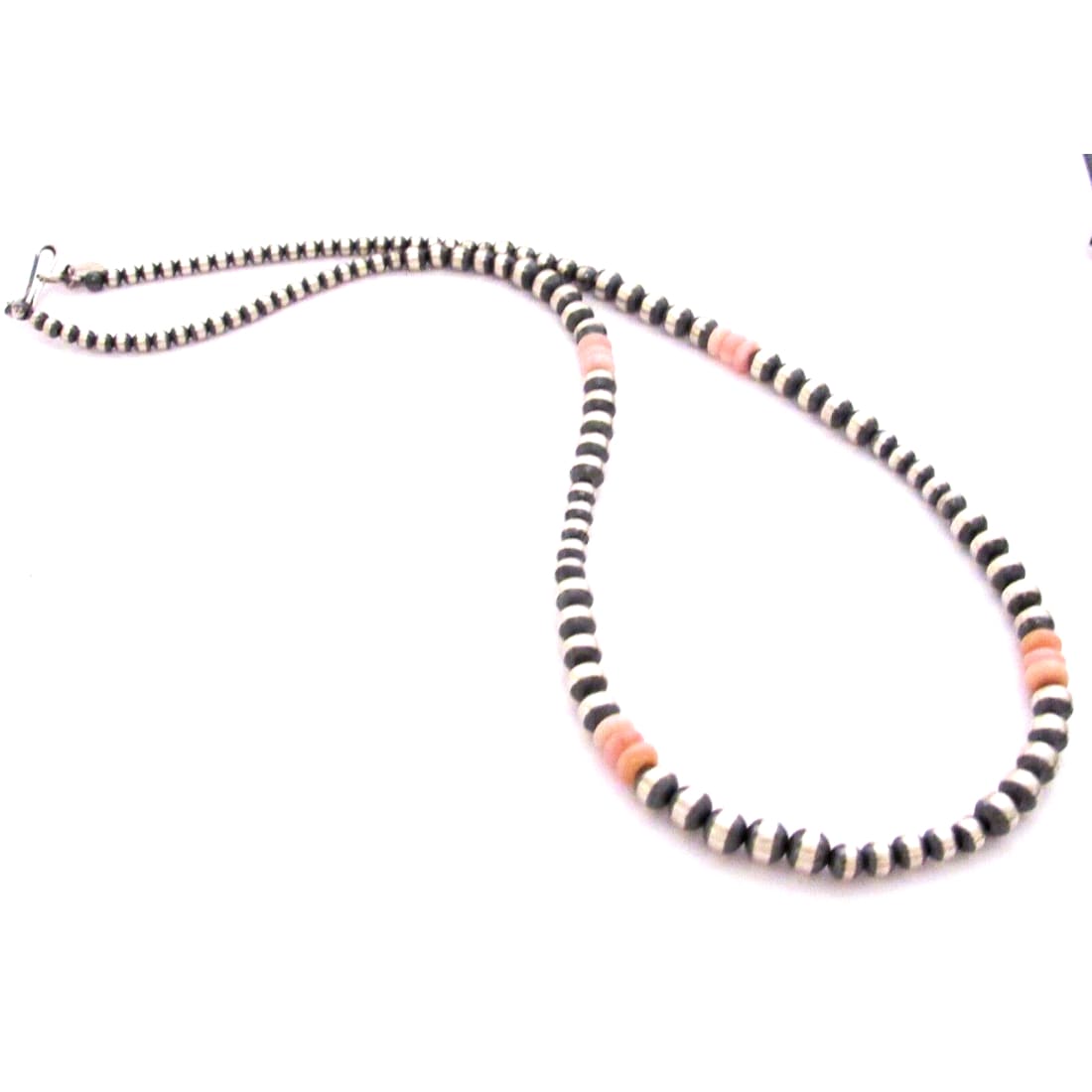 Navajo Pearls Choker Necklace Sterling Silver Pink Shell 18 
