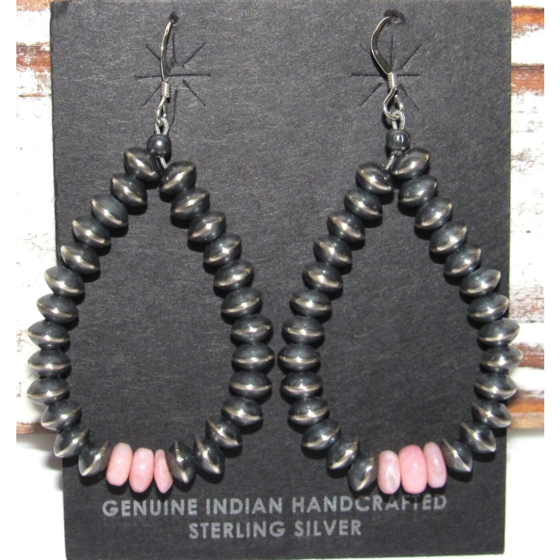 Navajo Pearls Earrings Sterling Silver Pink Conch Shell 