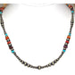 Navajo Pearls Necklace Sterling Silver Turquoise Orange 