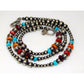 Navajo Pearls Necklace Sterling Silver Turquoise Orange 