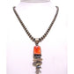 Navajo Pearls & Squash Blossom Orange Spiny Pendant Sterling