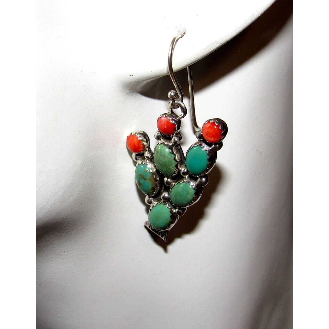 Navajo Prickly Pear Cactus Earrings Sterling Silver 