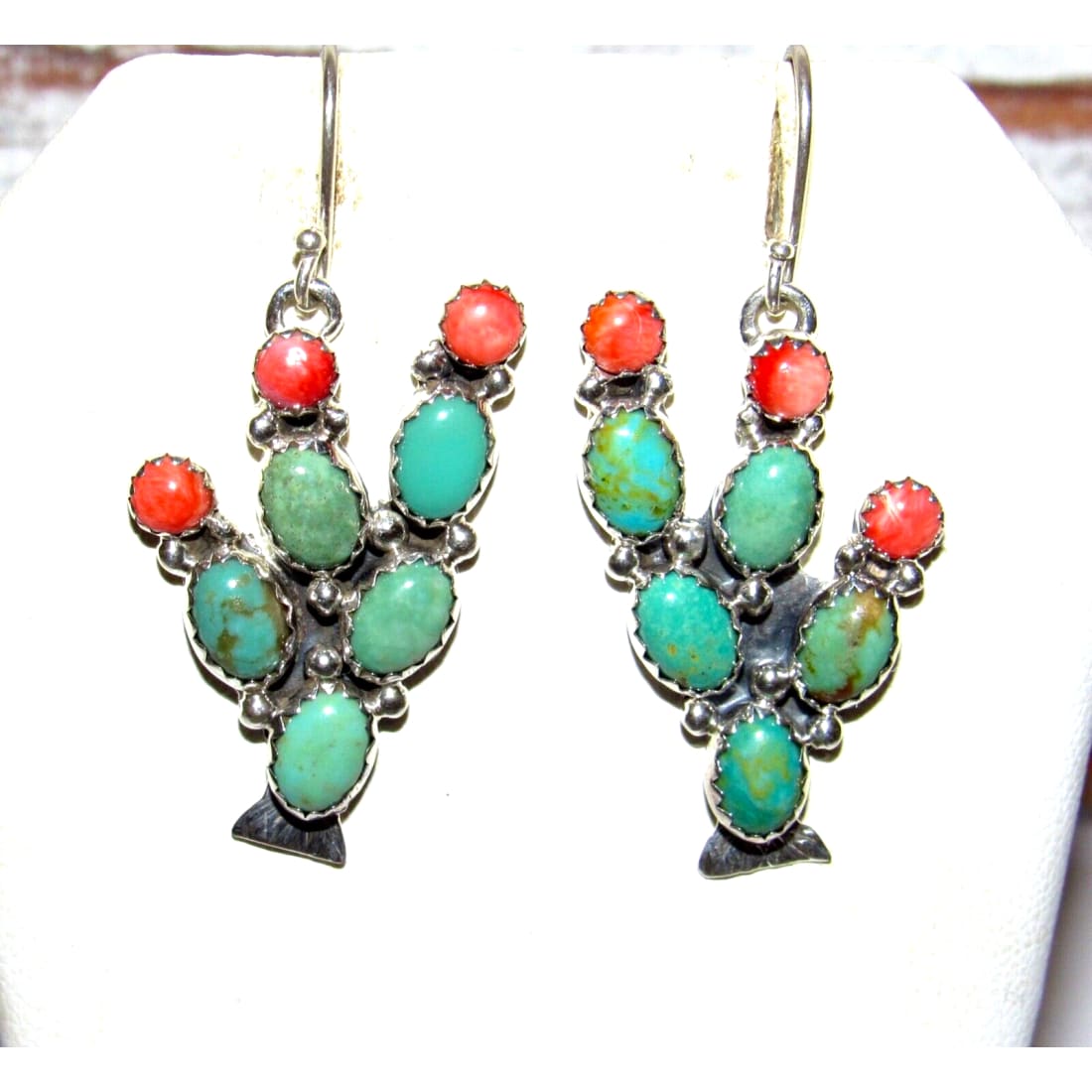 Navajo Prickly Pear Cactus Earrings Sterling Silver 