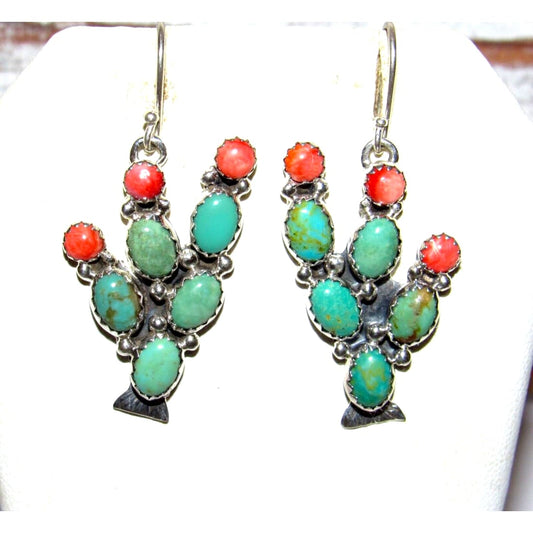 Navajo Prickly Pear Cactus Earrings Sterling Silver 