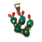 Navajo Prickly Pear Cactus Pendant Sterling Silver Turquoise
