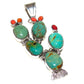 Navajo Prickly Pear Cactus Pendant Sterling Silver Turquoise