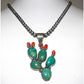 Navajo Prickly Pear Cactus Pendant Sterling Turquoise Red 