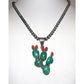 Navajo Prickly Pear Cactus Pendant Sterling Turquoise Red 