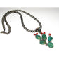 Navajo Prickly Pear Cactus Pendant Sterling Turquoise Red 