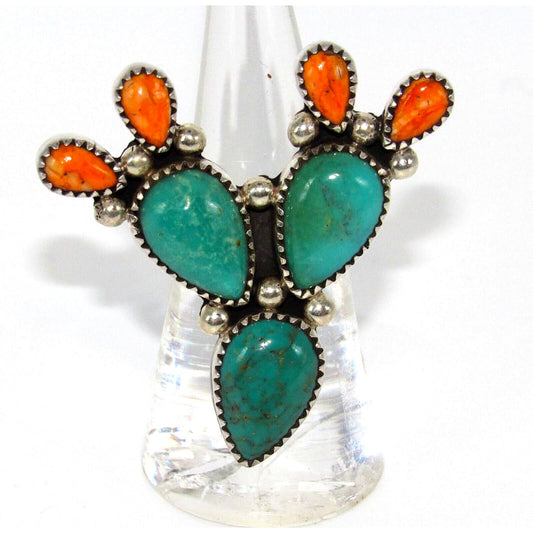 Navajo Prickly Pear Cactus Ring Sz 7 Sterling Silver 