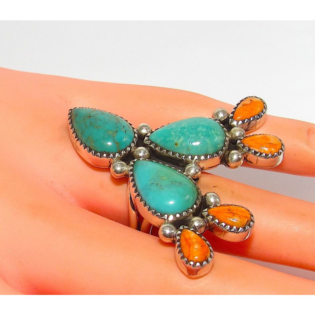 Navajo Prickly Pear Cactus Ring Sz 7 Sterling Silver 