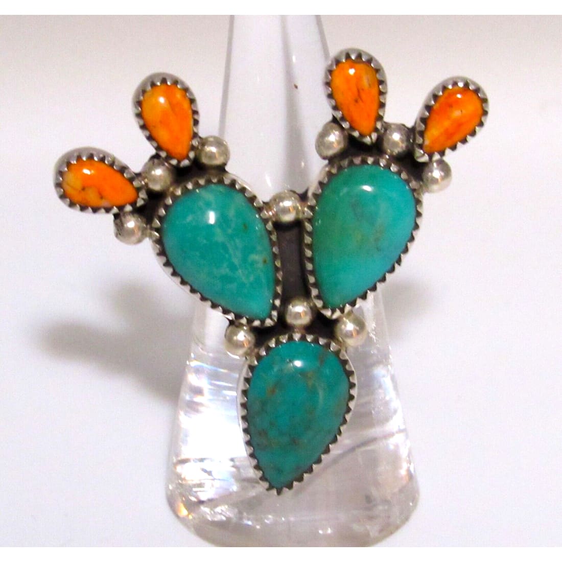 Navajo Prickly Pear Cactus Ring Sz 7 Sterling Silver 