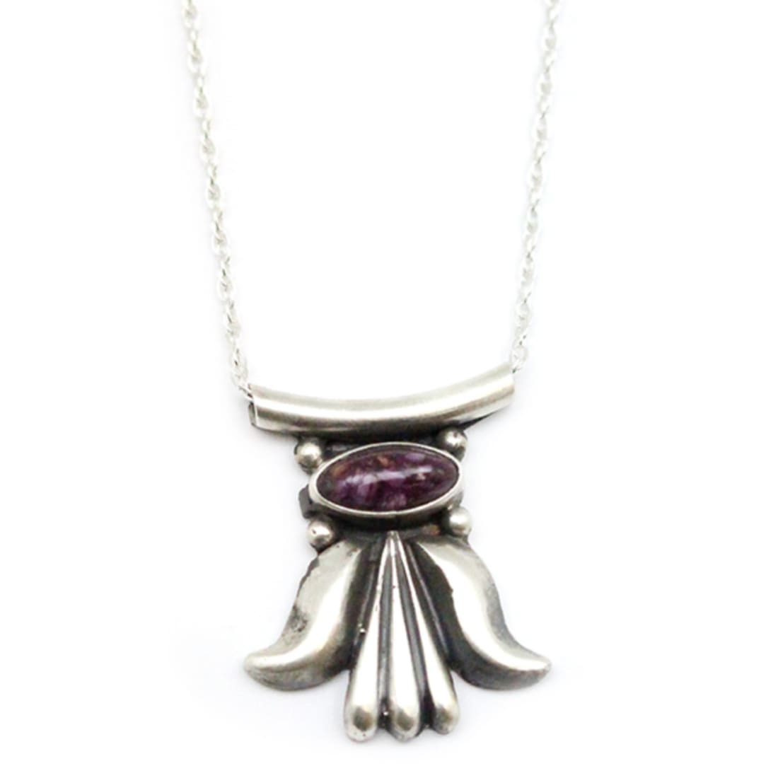 Navajo Purple Spiny Bar Necklace Sterling Silver Native S. 