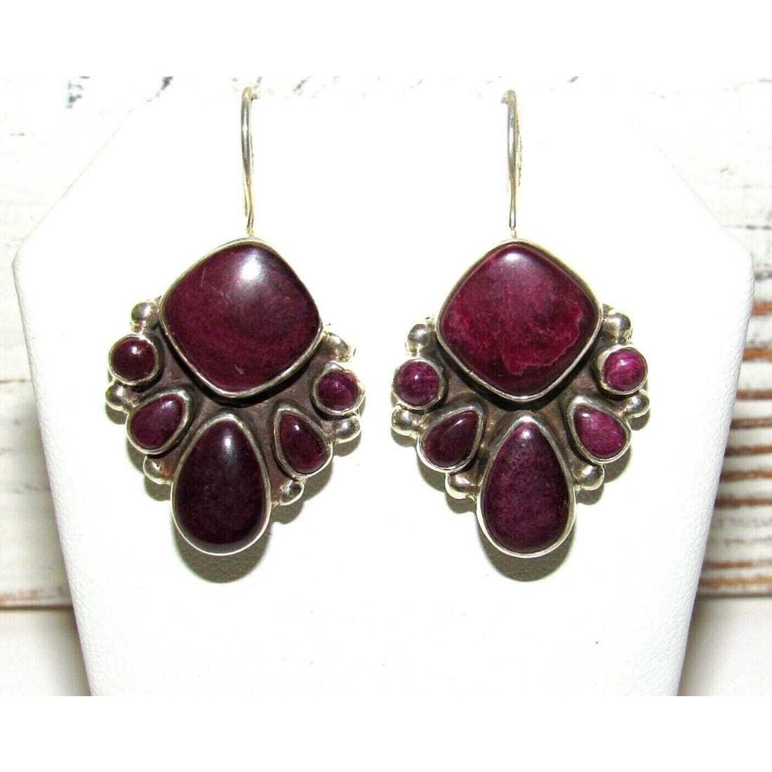 Navajo Purple Spiny Cluster Earrings Sterling Silver Vernon 