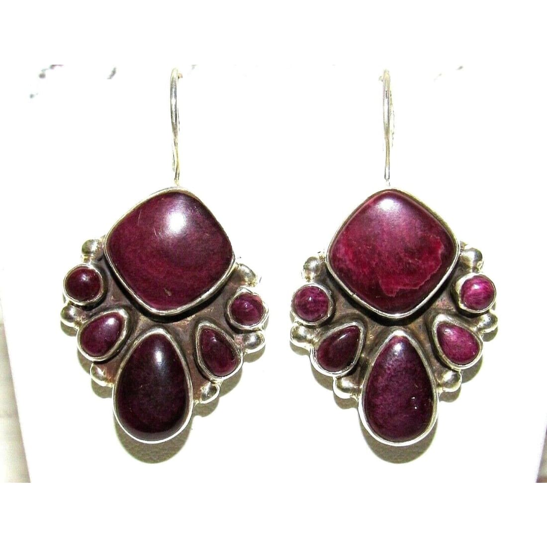 Navajo Purple Spiny Cluster Earrings Sterling Silver Vernon 