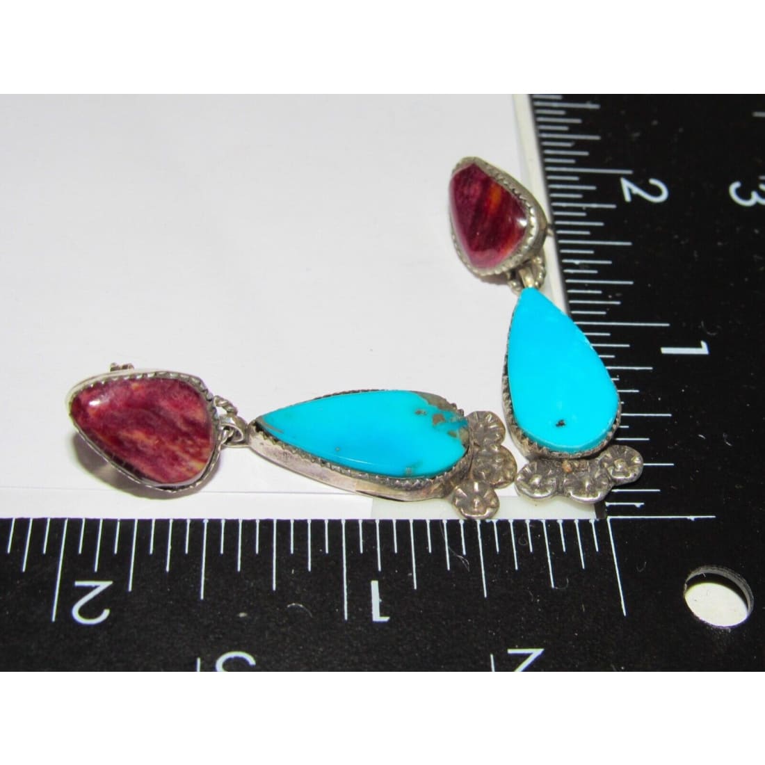 Navajo Purple Spiny Kingman Turquoise Dangle Earrings