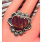 Navajo Purple Spiny Oyster Heart Ring Adjustable Sterling Adam Fierro Singed Native American