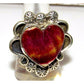 Navajo Purple Spiny Oyster Heart Ring Adjustable Sterling Adam Fierro Singed Native American