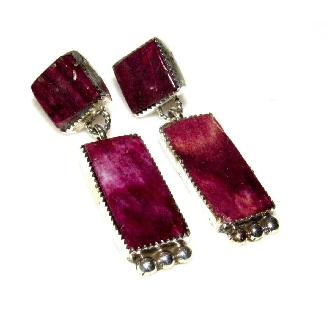 Navajo Purple Spiny Oyster Sterling Silver Dangle Statement 
