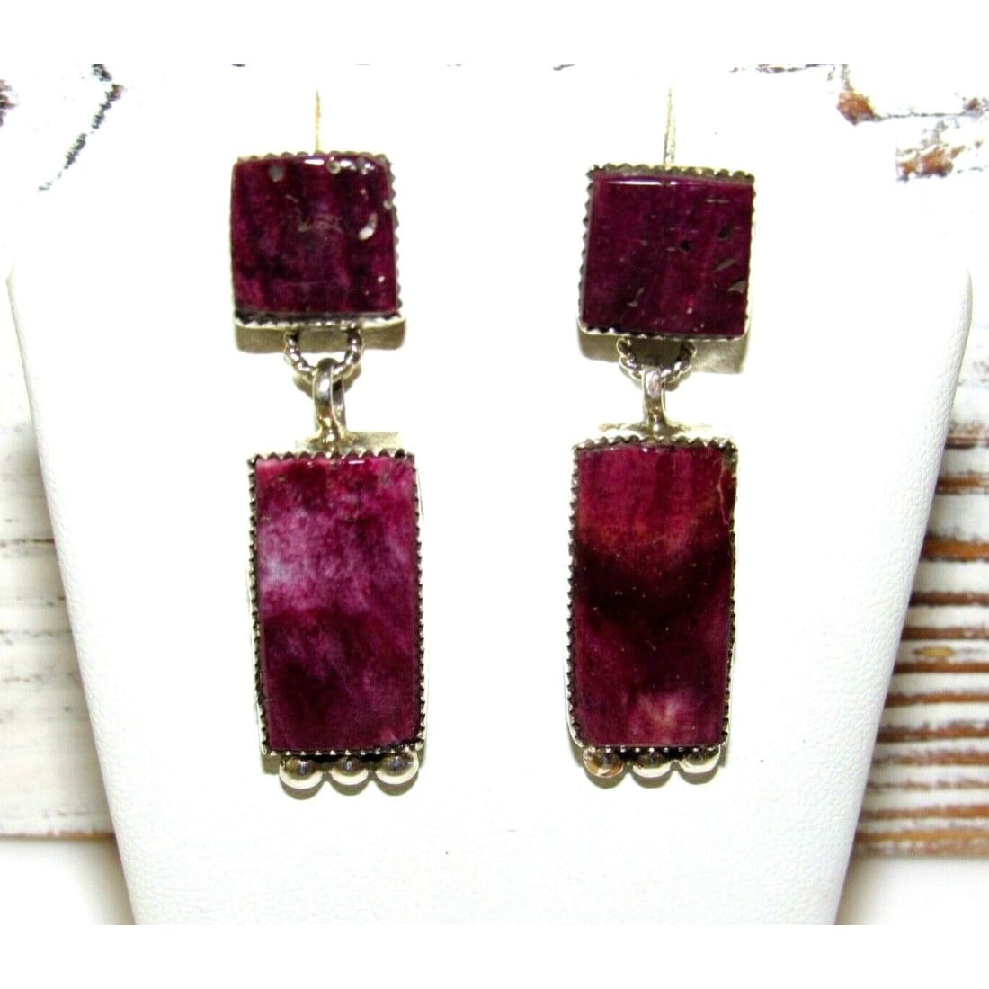 Navajo Purple Spiny Oyster Sterling Silver Dangle Statement 