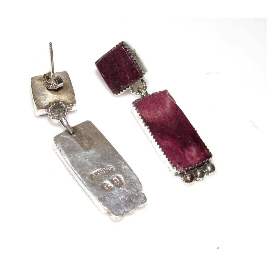 Navajo Purple Spiny Oyster Sterling Silver Dangle Statement 