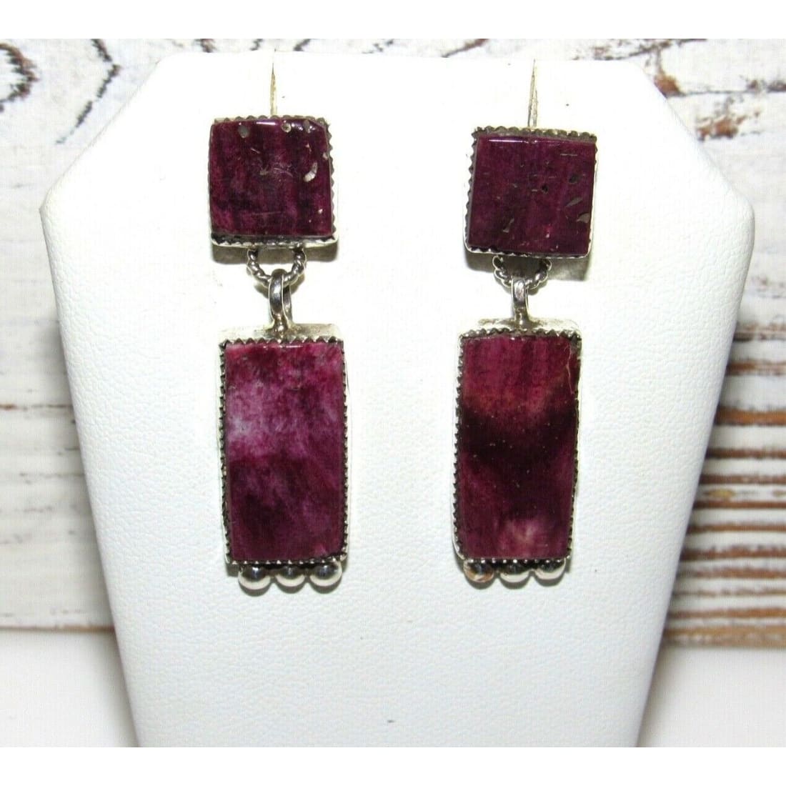Navajo Purple Spiny Oyster Sterling Silver Dangle Statement 