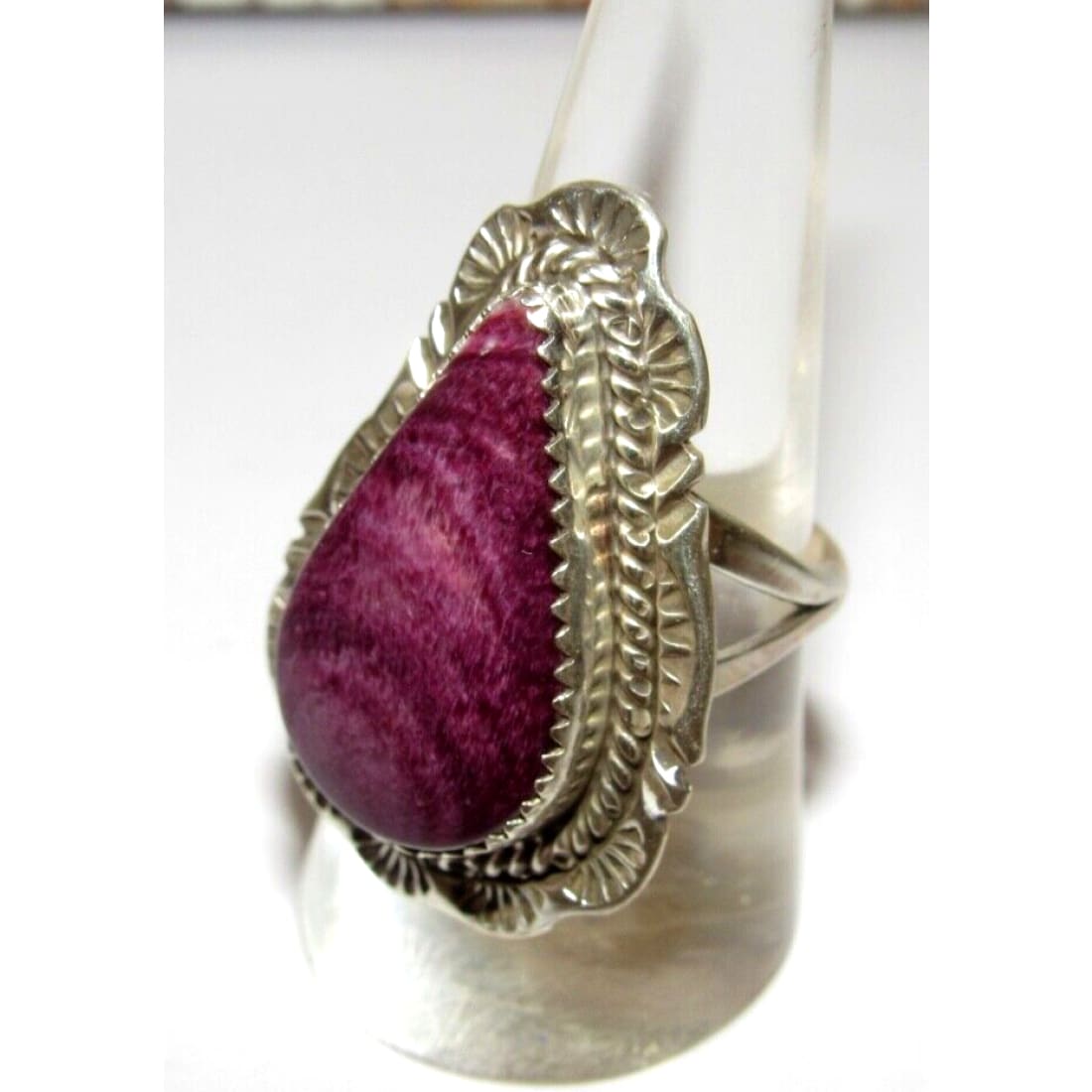 Navajo Purple Spiny Ring Size 8.5 Sterling Silver Native 