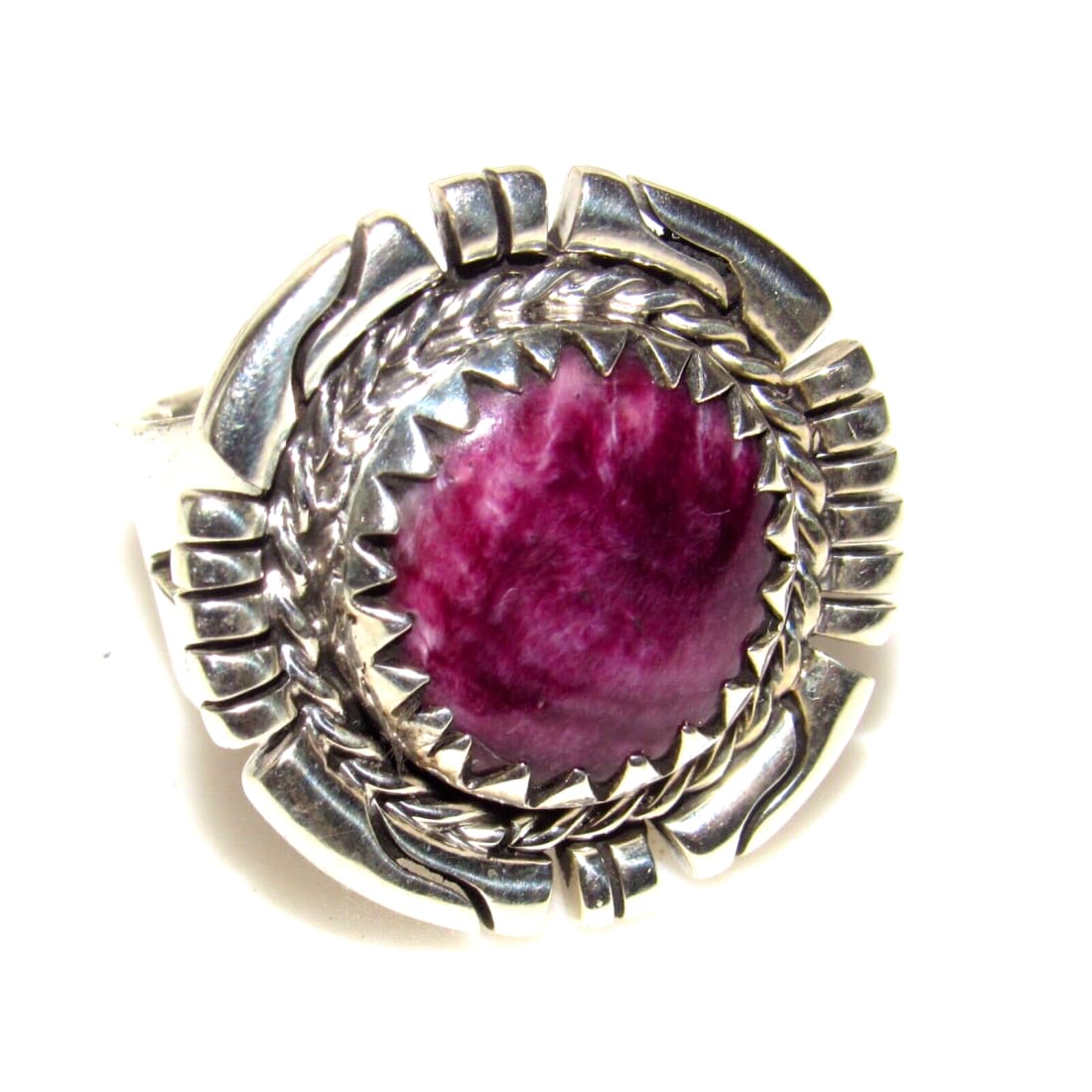Navajo Purple Spiny Ring Size 8 Adjustable Sterling Silver R