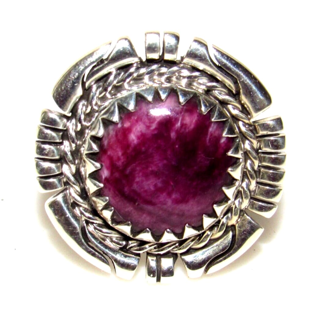 Navajo Purple Spiny Ring Size 8 Adjustable Sterling Silver R