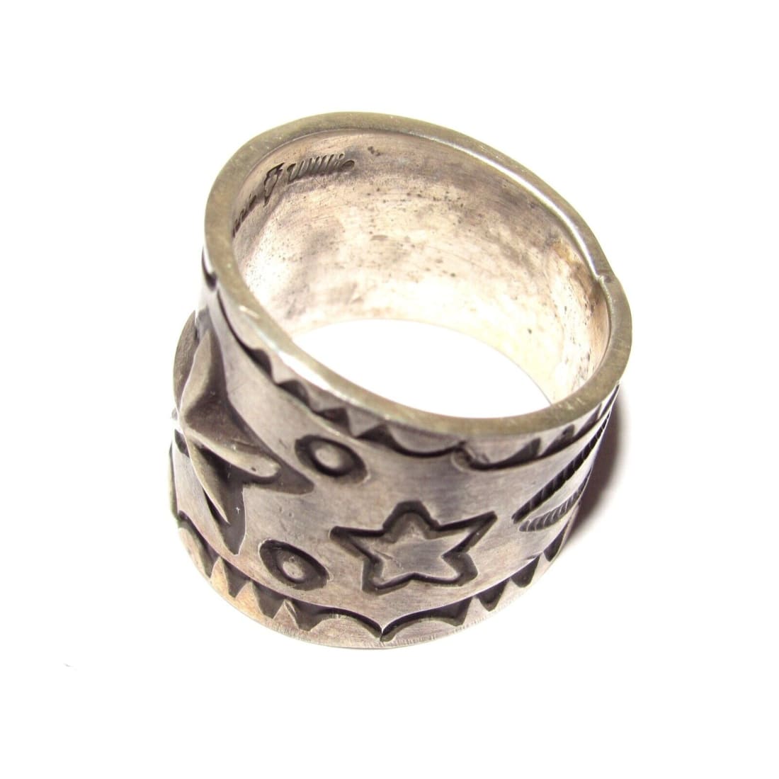 Navajo R.Willie Star Ring Sz 7 Sterling Silver Signed Band