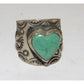Navajo R.Willie Turquoise Heart Ring Sz 7.5 Sterling Signed