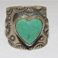 Navajo R.Willie Turquoise Heart Ring Sz 7.5 Sterling Signed