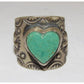 Navajo R.Willie Turquoise Heart Ring Sz 7.5 Sterling Signed