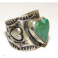 Navajo R.Willie Turquoise Heart Ring Sz 8 Sterling Silver 