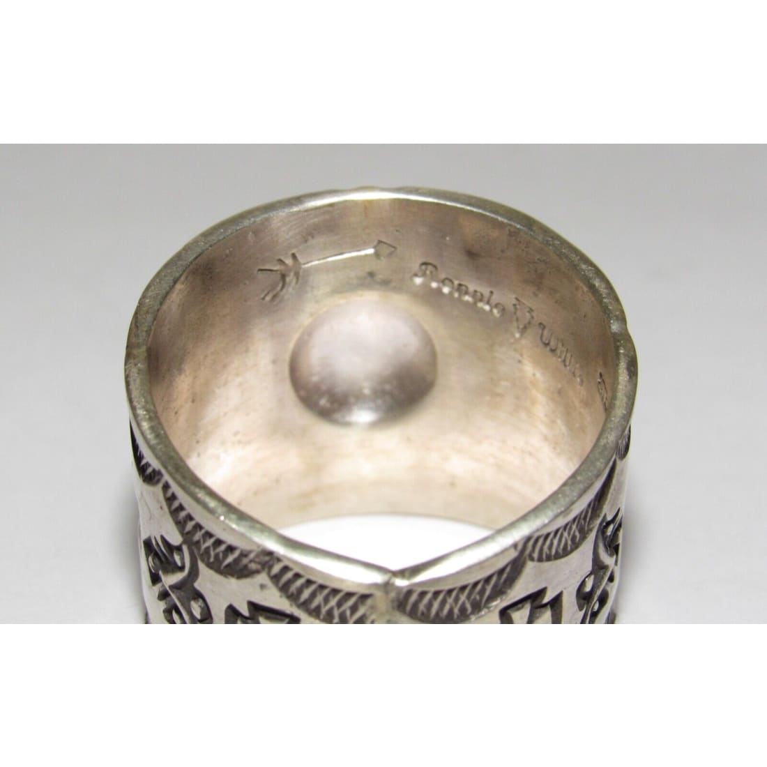 Navajo R.Willie Zia Ring Sz 14 Sterling Silver Signed Band 