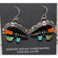 Navajo Ray Jack Turquoise Coral Jet Inlay Bear Earrings
