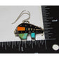 Navajo Ray Jack Turquoise Coral Jet Inlay Bear Earrings