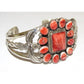 Navajo Red Orange Spiny Cluster Cuff Bracelet Stering Silver