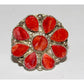 Navajo Red Orange Spiny Cluster Ring Sz 9 Sterling Silver